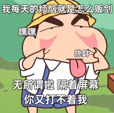 我每天的烦恼就是怎么贩剑 嘿嘿 挑畔 无所谓啦隔着屏幕 你又打不着我
