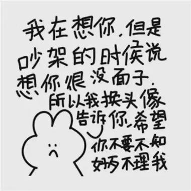 我在想你，但是 叫架的时候说 想你很没面子 所以我换头像 你不要不知 奶不理我