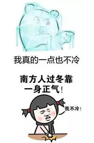 我真的一点也不冷 南方人过冬靠 一身正气！ 我不冷！