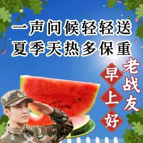 一声问候轻轻送 夏季天热多保重 老战友 早上好